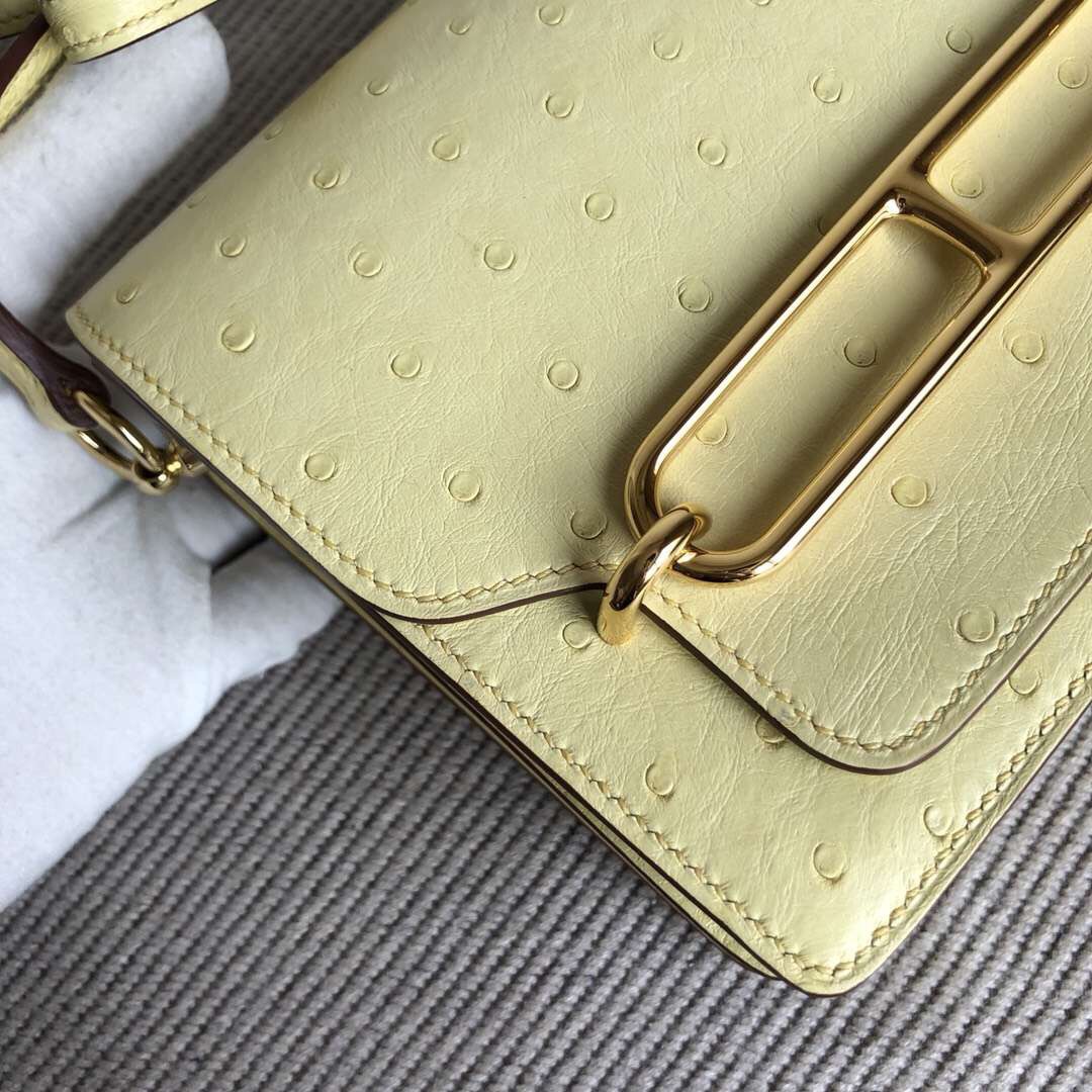 에르메스 룰리스18 옐로우 금장 타조가죽